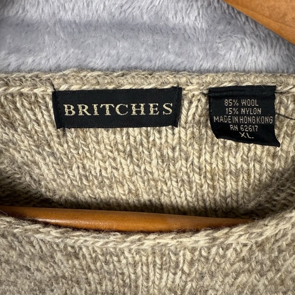 Vtg Family Britches Sweater Mens XL Brown Wool Blend Made Hong Kong Old Money - Picture 3 of 8